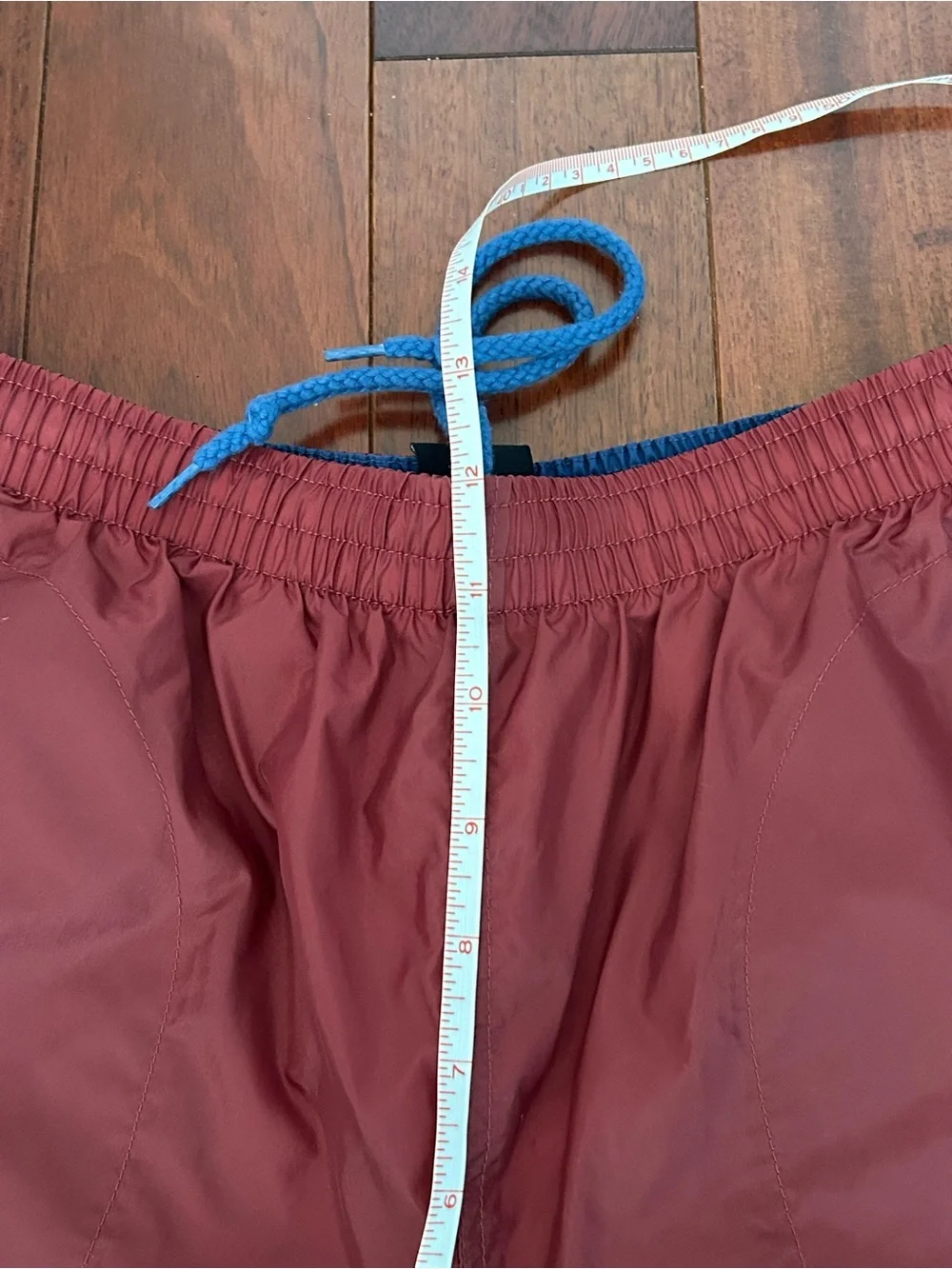 Nike Boy’s Y2K Maroon Athletic Nylon Shorts with Blue Trim 7” Inseam Mesh Lining